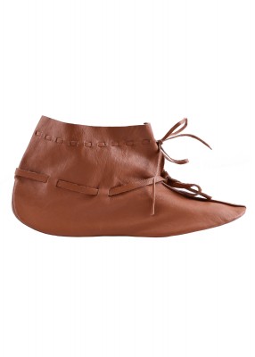 Chaussure viking Haithabu marron vue de profil opposé, en cuir avec laçage latéral sur fond uni