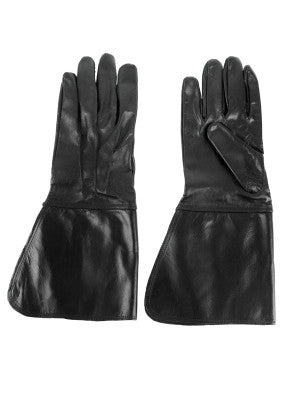 Gants à manchettes en cuir noir – combat scénique, cuir de bœuf noir, paire paume et dos fond blanc, reconstitution GN LARP
