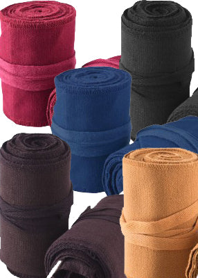 Bandes molletières viking en coton, aperçu des 5 coloris rouge, bleu, brun, orange et noir pour reconstitution, GN et LARP