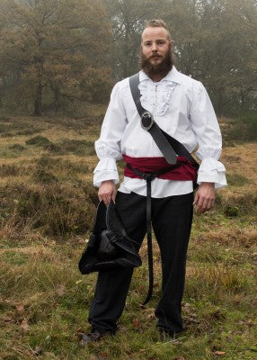 Chemise pirate Henry blanche en coton, ample avec encolure lacée et volants, pour reconstitution, GN ou LARP