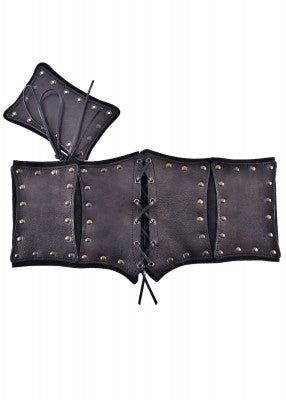 Corsage sous-poitrine noir en cuir doublé suède avec extension dorsale incluse