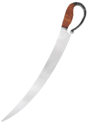 Dussack à poignée en arceau – SK-B, acier gris cuir brun, vue entière fond blanc, combat scénique reconstitution GN LARP