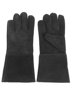 Gants à manchettes en daim noir – combat scénique, daim noir, paire vue face et paume fond blanc, reconstitution GN LARP