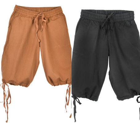 Pantalon court Jonte pour enfant en coton, aperçu des 2 coloris marron et noir pour reconstitution, GN et LARP enfant