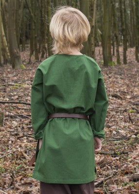 Tunique Arn pour enfant en coton vert, portée de dos en extérieur avec ceinture pour reconstitution, GN ou LARP enfant