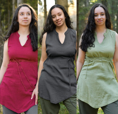 Tunique sans manches Nimith en 3 coloris, gris, bordeaux et vert, pour reconstitution, GN ou LARP